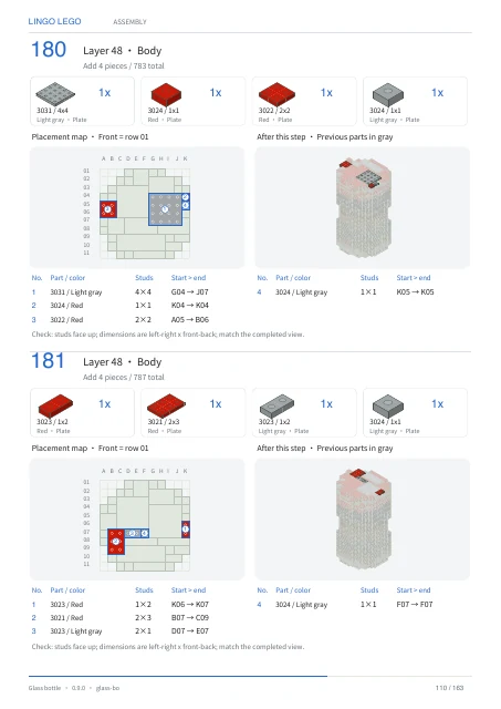 Glass bottle actual instruction preview